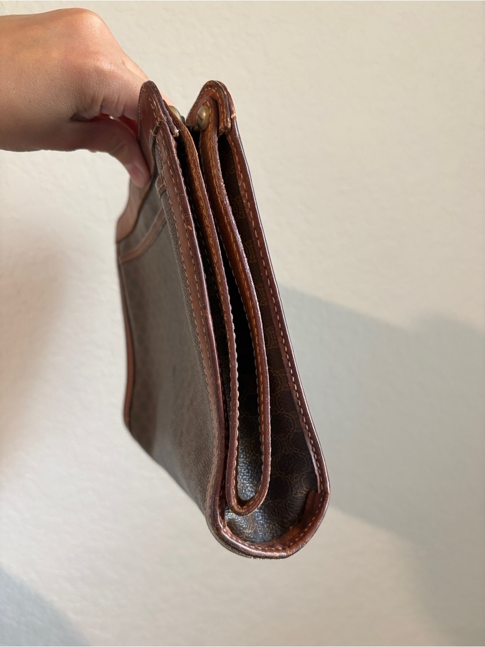 Celine Brown Monogram Leather Wristlet Clutch - Picture 4 of 12